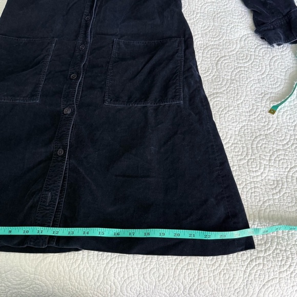 Blue Buttoned Tie Front Long Sleeve Dress - Picture 10 of 11